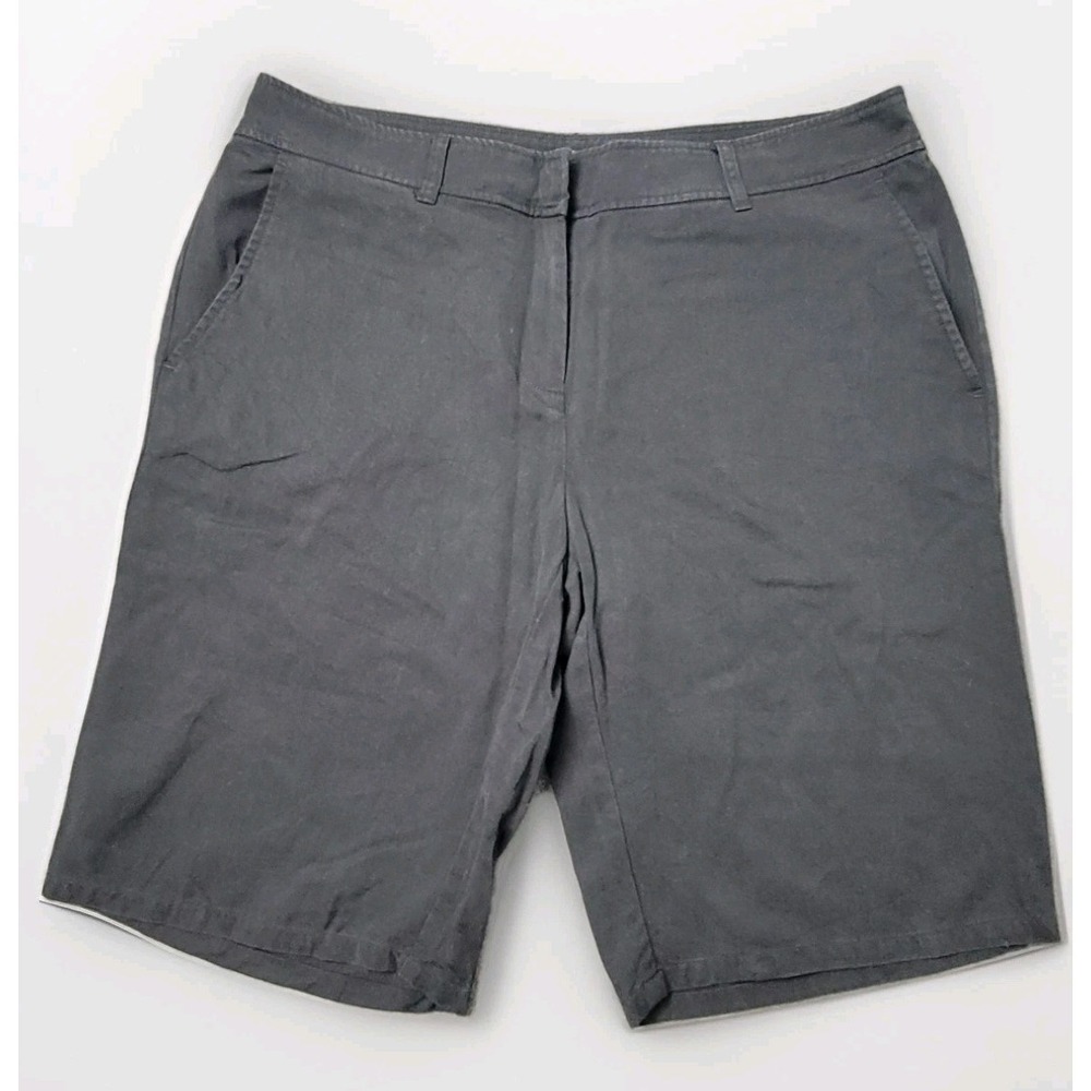 Eileen Fisher Shorts Womens Small Black Tencel Bermuda High Rise Chino Relaxed